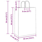 HKH Sacos de Papel 250 Unidades com Alças - Rosa - 32x17x44 cm