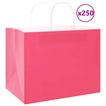 Bolsas de papel HKH 250 unidades con asas - Rosa - 32x22x24 cm