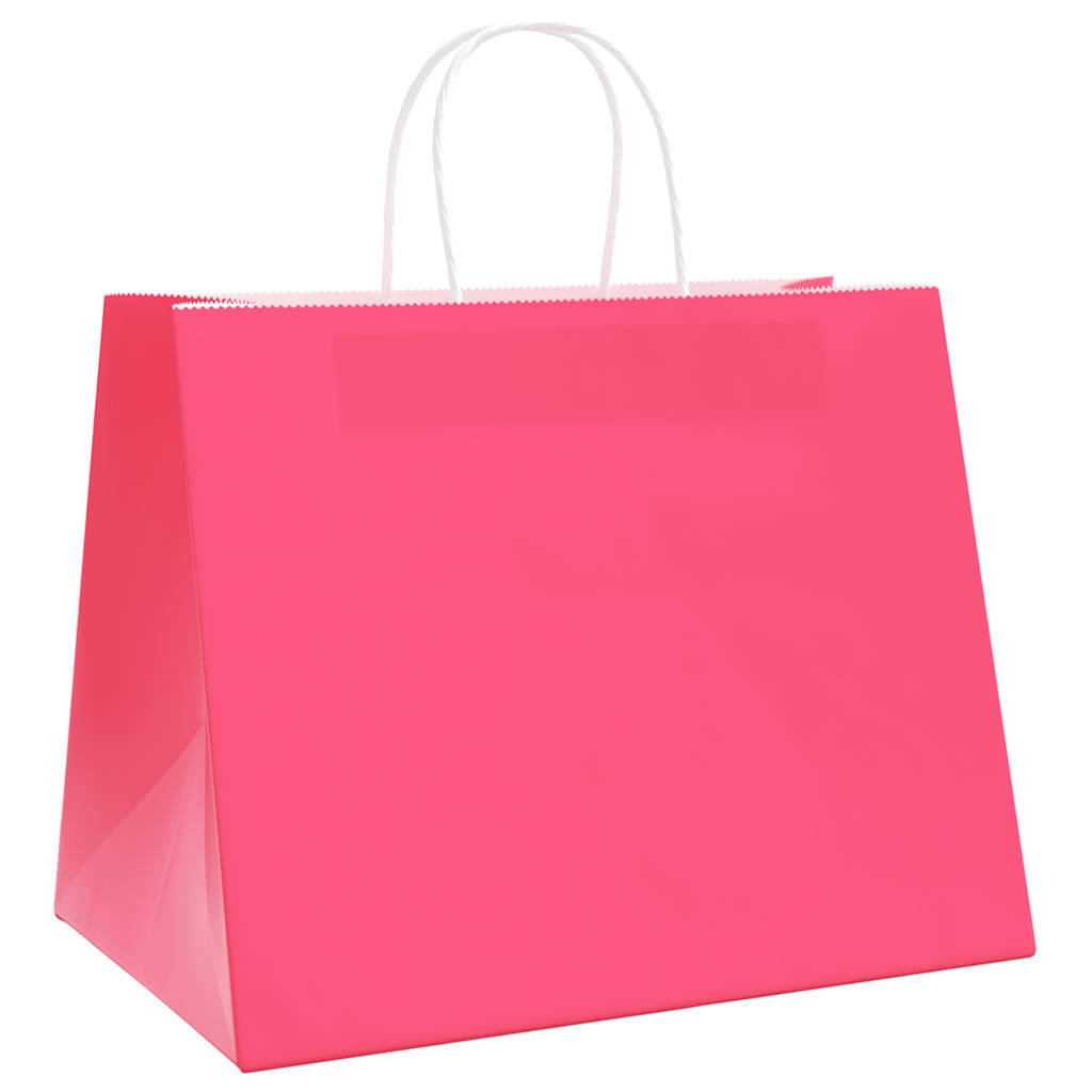 Bolsas de papel HKH 250 unidades con asas - Rosa - 32x22x24 cm