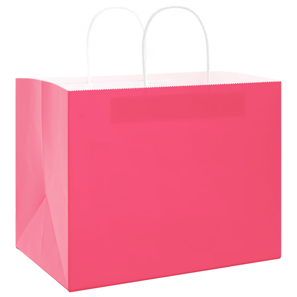 Bolsas de papel HKH 250 unidades con asas - Rosa - 32x22x24 cm
