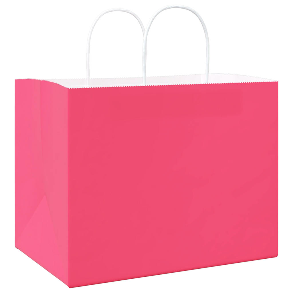 Bolsas de papel HKH 250 unidades con asas - Rosa - 32x22x24 cm