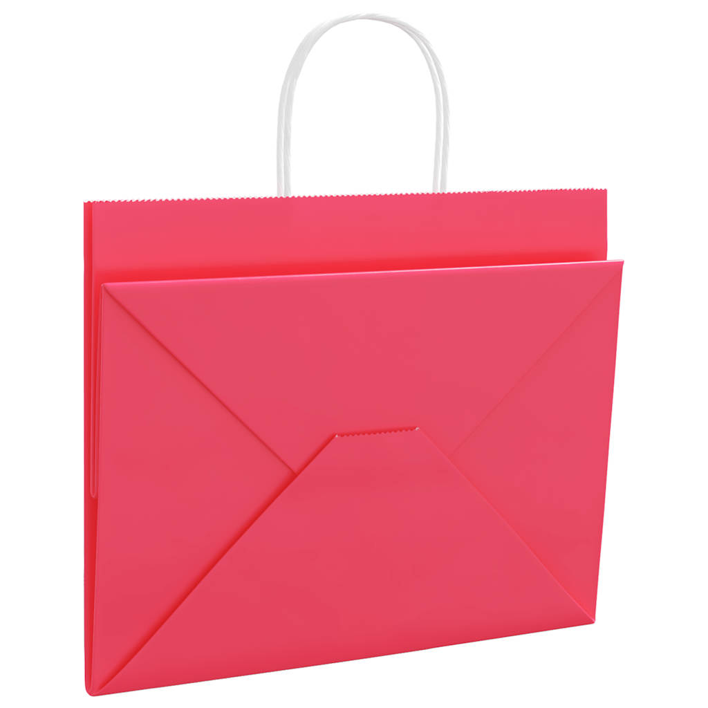 Bolsas de papel HKH 250 unidades con asas - Rosa - 32x22x24 cm