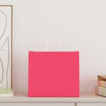 Bolsas de papel HKH 250 unidades con asas - Rosa - 32x22x28 cm
