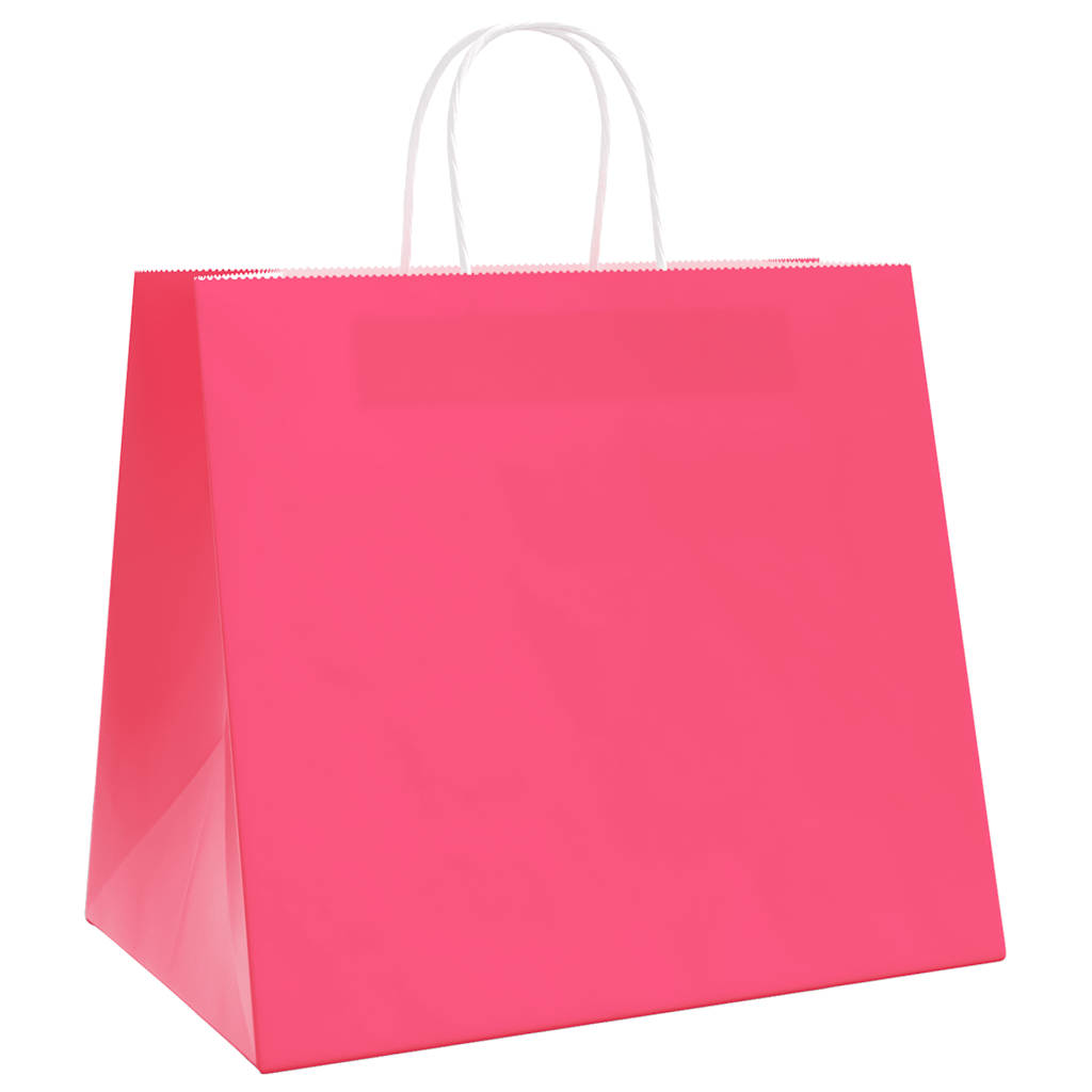 Bolsas de papel HKH 250 unidades con asas - Rosa - 32x22x28 cm