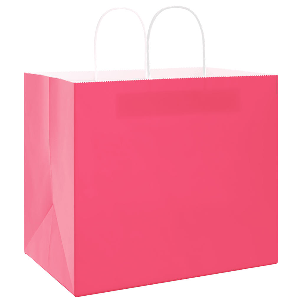 Bolsas de papel HKH 250 unidades con asas - Rosa - 32x22x28 cm