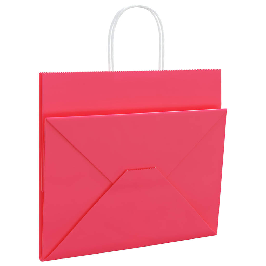 Bolsas de papel HKH 250 unidades con asas - Rosa - 32x22x28 cm
