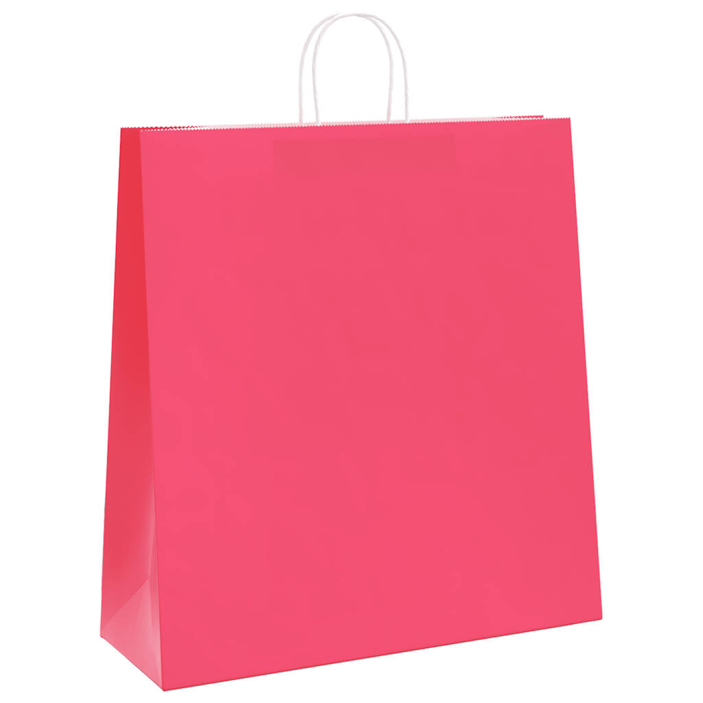HKH Bolsas de Papel 250 Unidades con Asas - Rosa - 45x17x48 cm