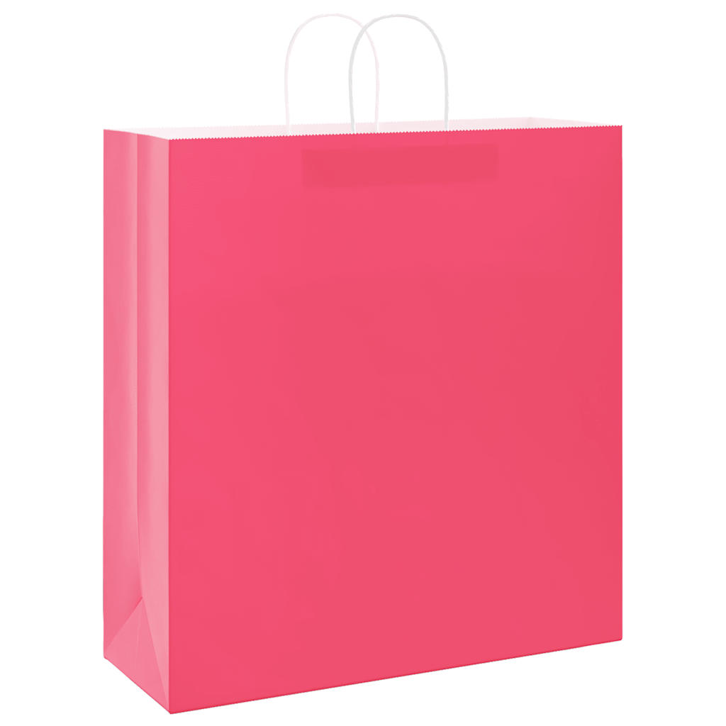 HKH Bolsas de Papel 250 Unidades con Asas - Rosa - 45x17x48 cm