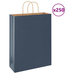 HKH Bolsas de Papel 250 Unidades con Asas - Azul - 32x12x42 cm