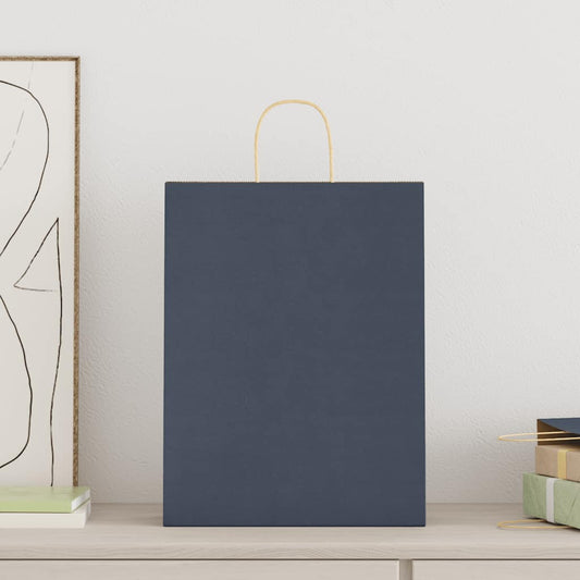 HKH Bolsas de Papel 250 Unidades con Asas - Azul - 32x12x42 cm
