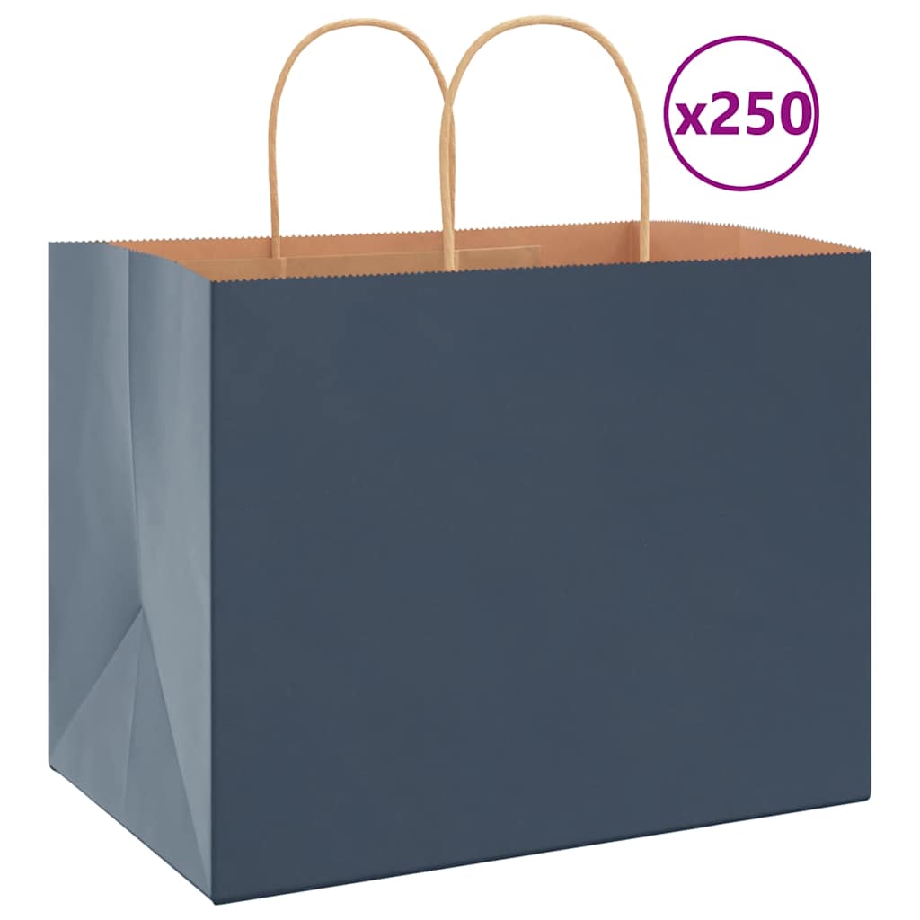 HKH Sacos de Papel 250 Unidades com Alças - Azul - 32x22x24 cm