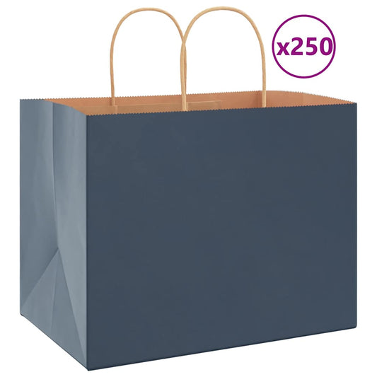 HKH Bolsas de Papel 250 Unidades con Asas - Azul - 32x22x24 cm
