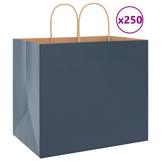 HKH Bolsas de Papel 250 Unidades con Asas - Azul - 32x22x28 cm