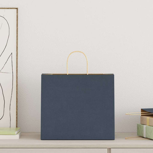HKH Bolsas de Papel 250 Unidades con Asas - Azul - 32x22x28 cm