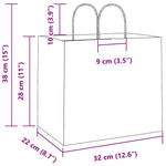 HKH Bolsas de Papel 250 Unidades con Asas - Azul - 32x22x28 cm