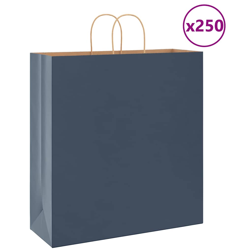 HKH Sacos de Papel 250 Unidades com Alças - Azul - 45x17x48 cm