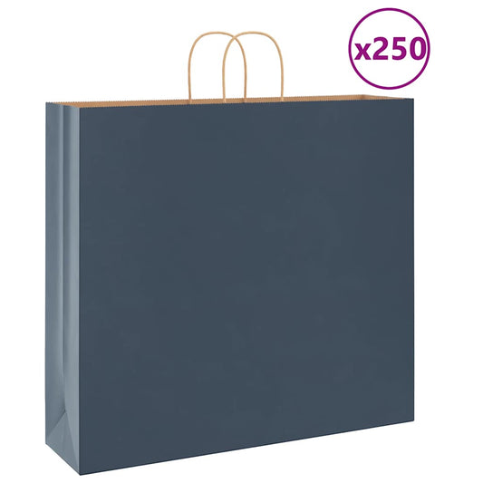 HKH Bolsas de Papel 250 Unidades con Asas - Azul - 54x15x49 cm