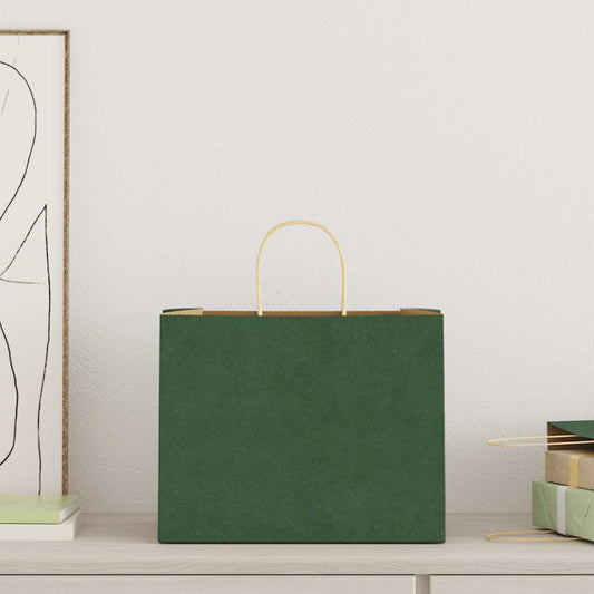 HKH Sacos de Papel 250 Unidades com Alças - Verde - 32x22x24 cm