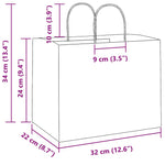 HKH Sacos de Papel 250 Unidades com Alças - Verde - 32x22x24 cm