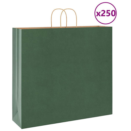 HKH Sacos de Papel 250 Unidades com Alças - Verde - 54x15x49 cm