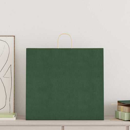 HKH Sacos de Papel 250 Unidades com Alças - Verde - 54x15x49 cm