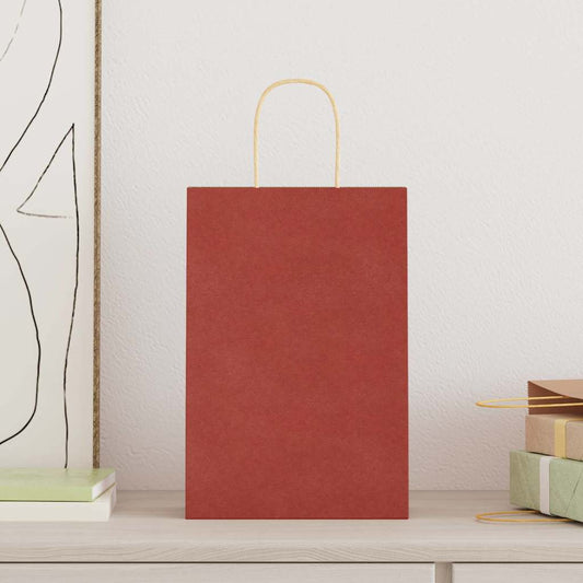 HKH Sacos de Papel 250 Unidades com Alças - Vermelho - 21x11x31 cm