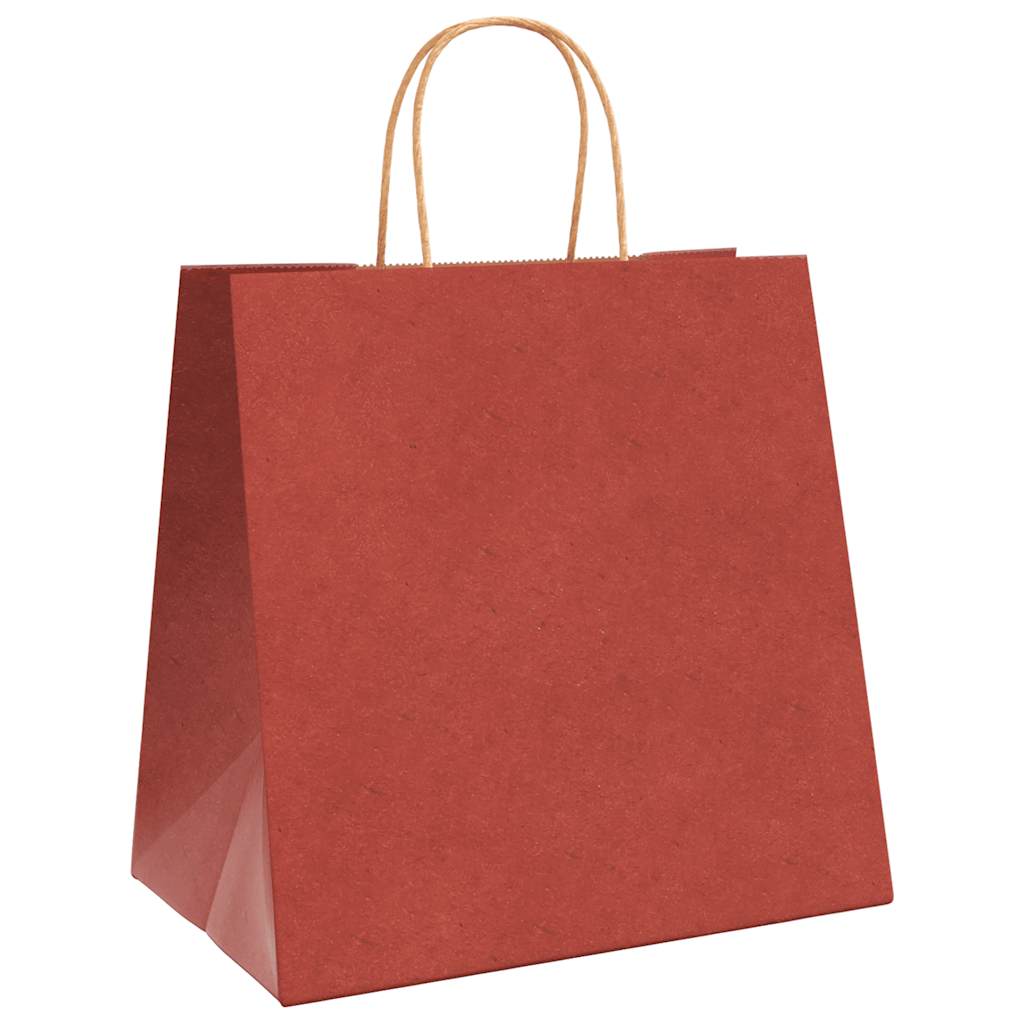 HKH Sacos de Papel 250 Unidades com Alças - Vermelho - 26x17x25 cm