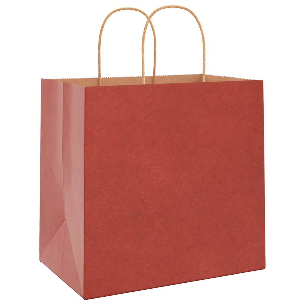HKH Sacos de Papel 250 Unidades com Alças - Vermelho - 26x17x25 cm