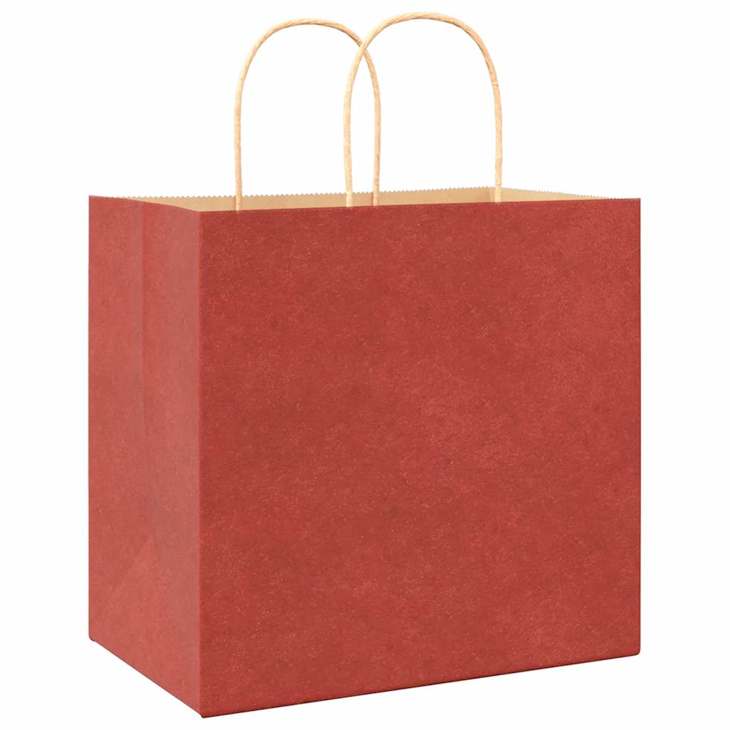 HKH Sacos de Papel 250 Unidades com Alças - Vermelho - 26x17x25 cm