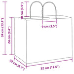 HKH Sacos de Papel 250 Unidades com Alças - Vermelho - 32x22x24 cm
