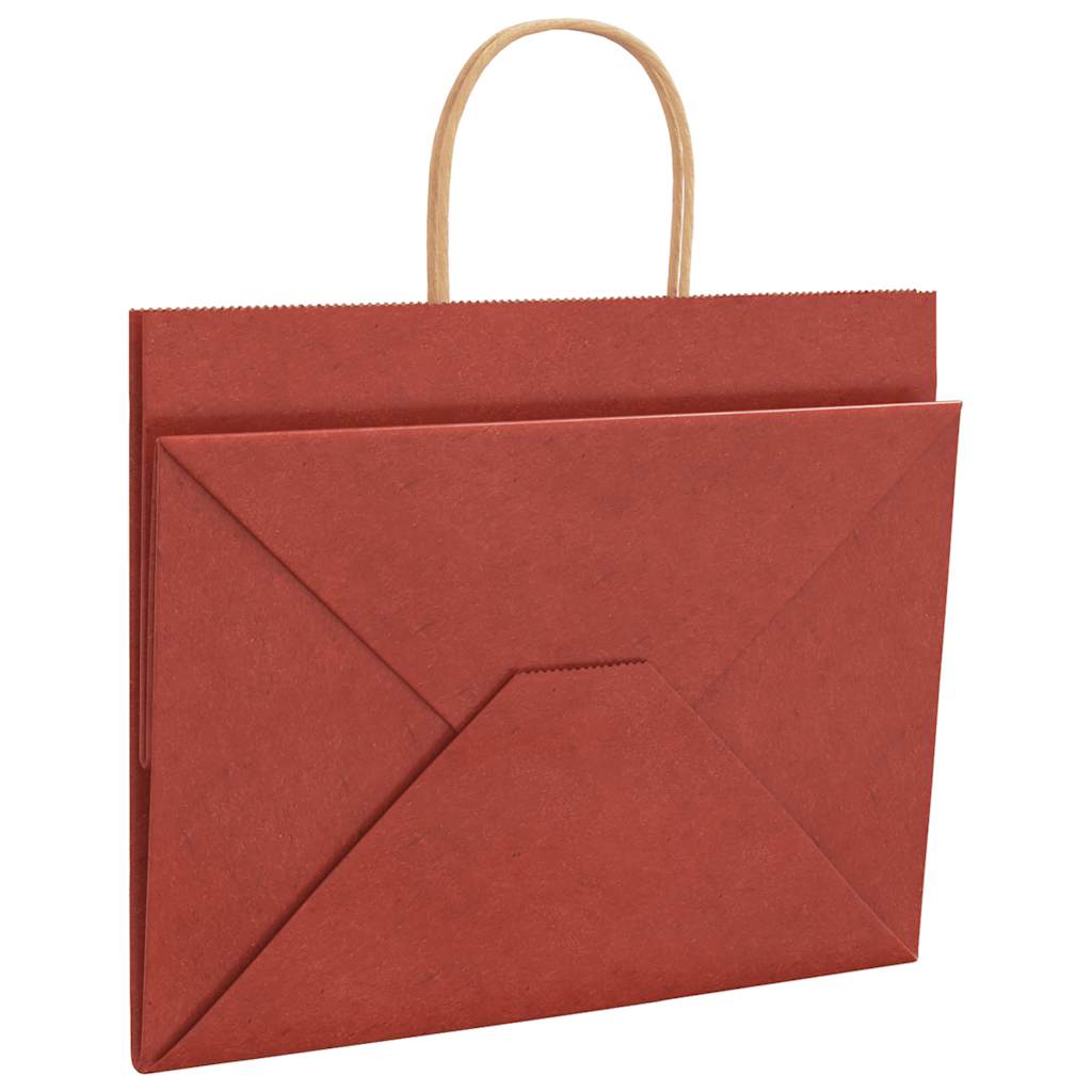 HKH Sacos de Papel 250 Unidades com Alças - Vermelho - 32x22x24 cm