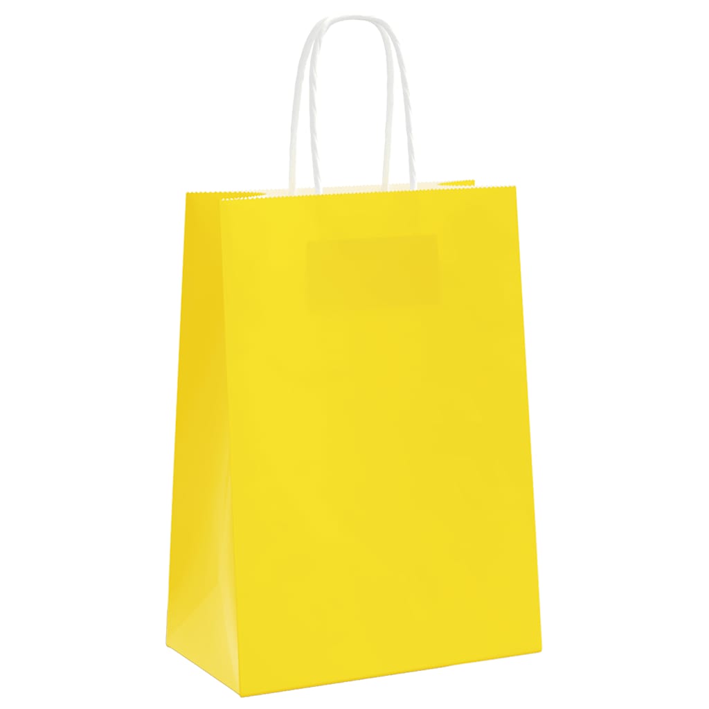 HKH Sacos de Papel 50 Unidades com Alças - Amarelo - 15x8x21 cm