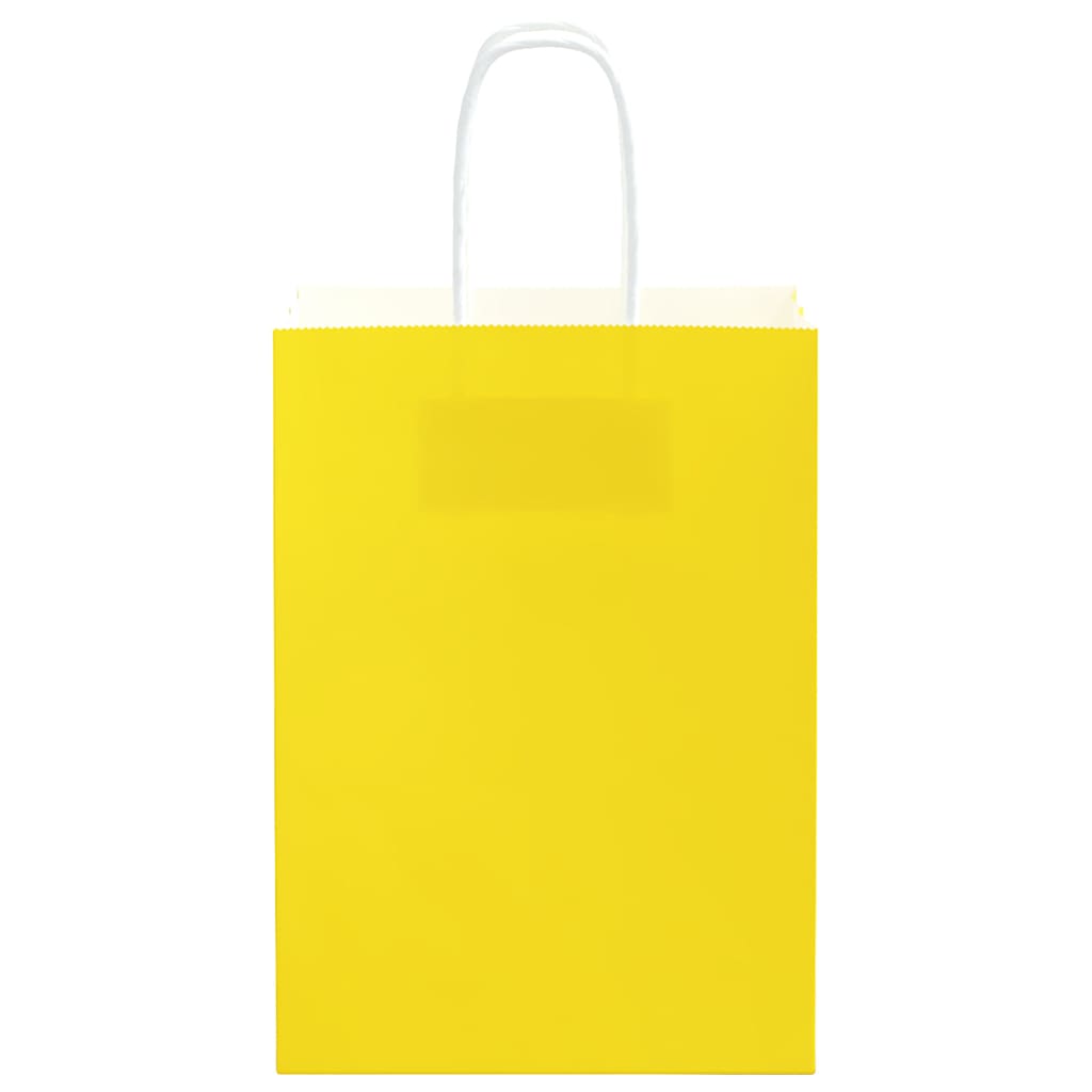 HKH Sacos de Papel 50 Unidades com Alças - Amarelo - 15x8x21 cm