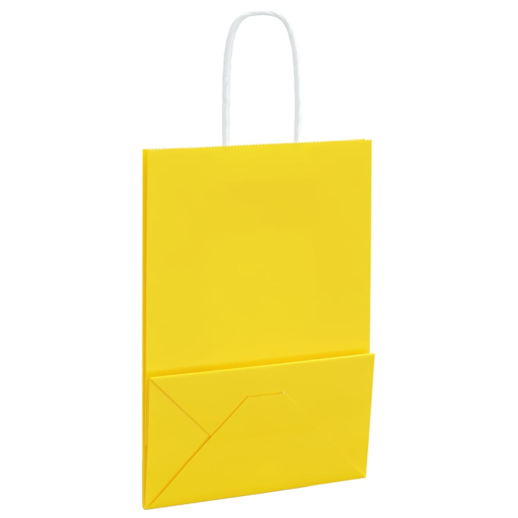 HKH Sacos de Papel 50 Unidades com Alças - Amarelo - 15x8x21 cm