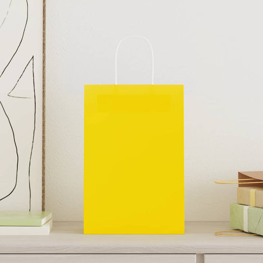 HKH Bolsas de Papel 50 Unidades con Asas - Amarillo - 21x11x31 cm