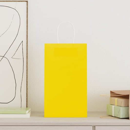 HKH Sacos de Papel 50 Unidades com Alças - Amarelo - 21x11x36 cm