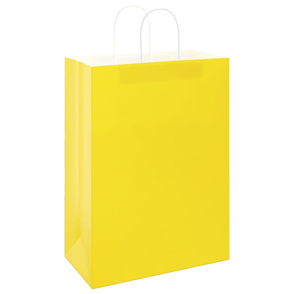 HKH Sacos de Papel 50 Unidades com Alças - Amarelo - 32x17x44 cm