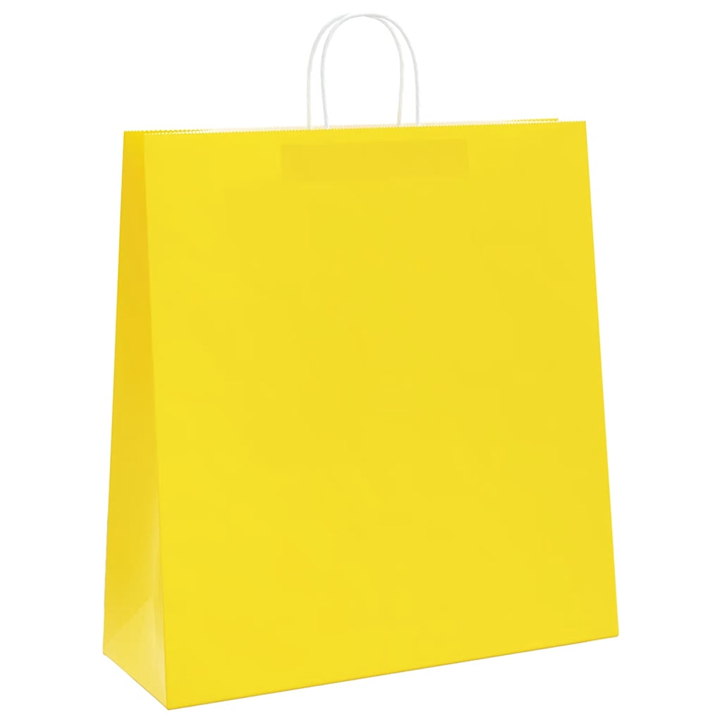 HKH Bolsas de Papel 50 Unidades con Asas - Amarillo - 45x17x48 cm