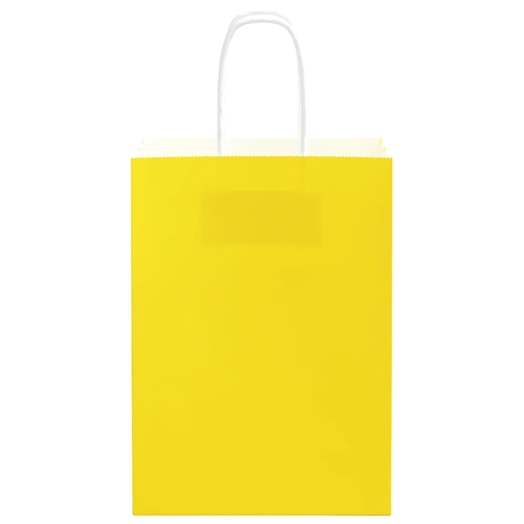 HKH Sacos de Papel 250 Unidades com Alças - Amarelo - 15x8x21 cm