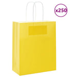 HKH Bolsas de Papel 250 Unidades con Asas - Amarillo - 18x8x22 cm