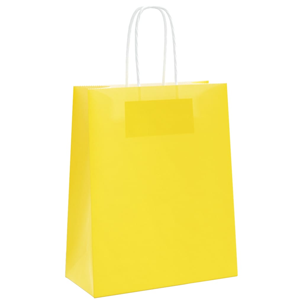 HKH Bolsas de Papel 250 Unidades con Asas - Amarillo - 18x8x22 cm