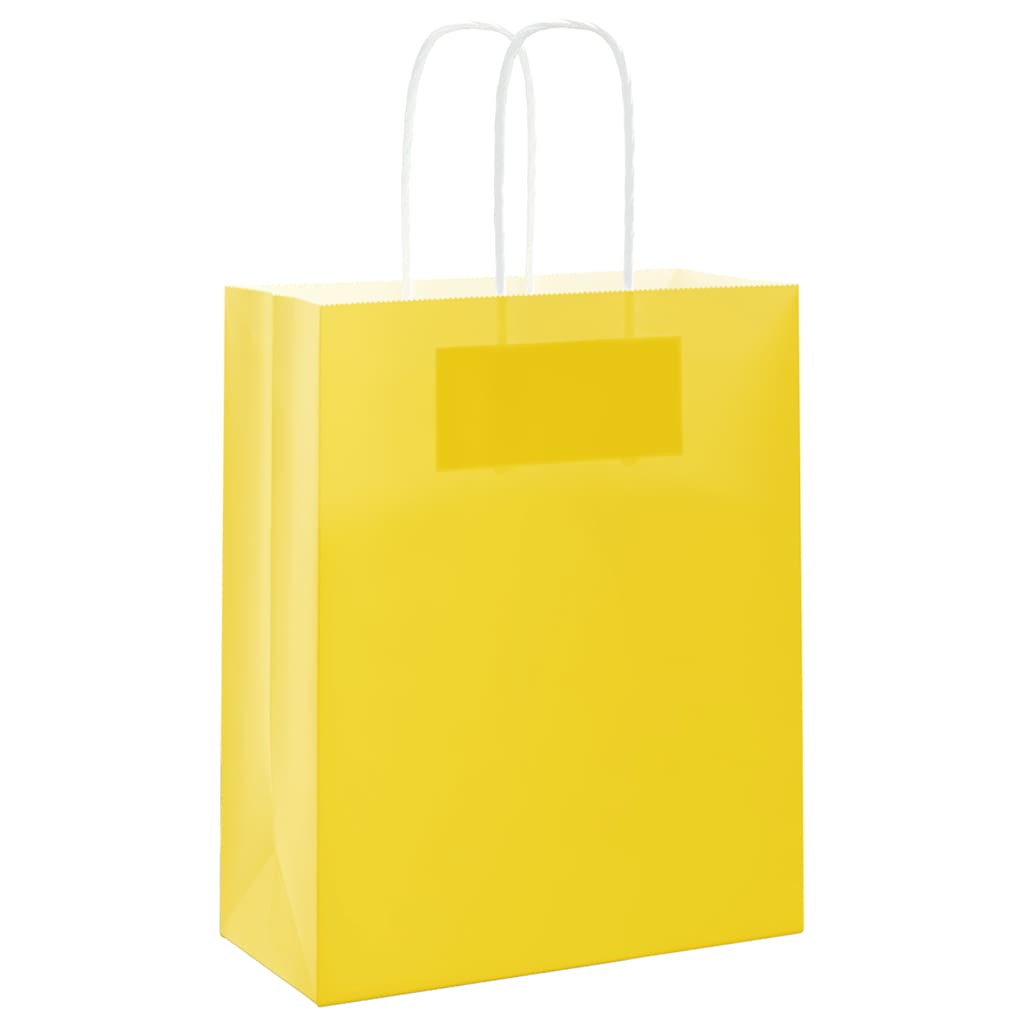 HKH Bolsas de Papel 250 Unidades con Asas - Amarillo - 18x8x22 cm