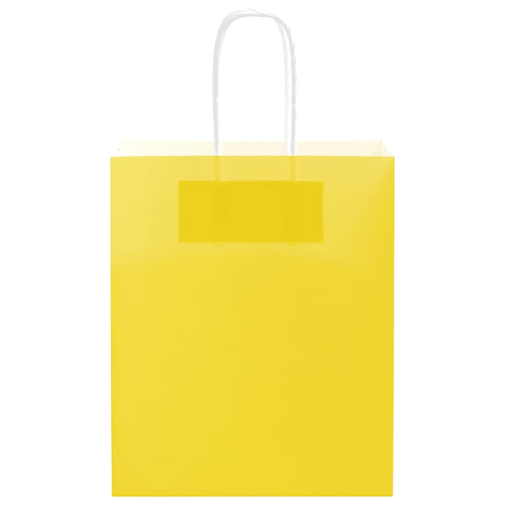 HKH Bolsas de Papel 250 Unidades con Asas - Amarillo - 18x8x22 cm