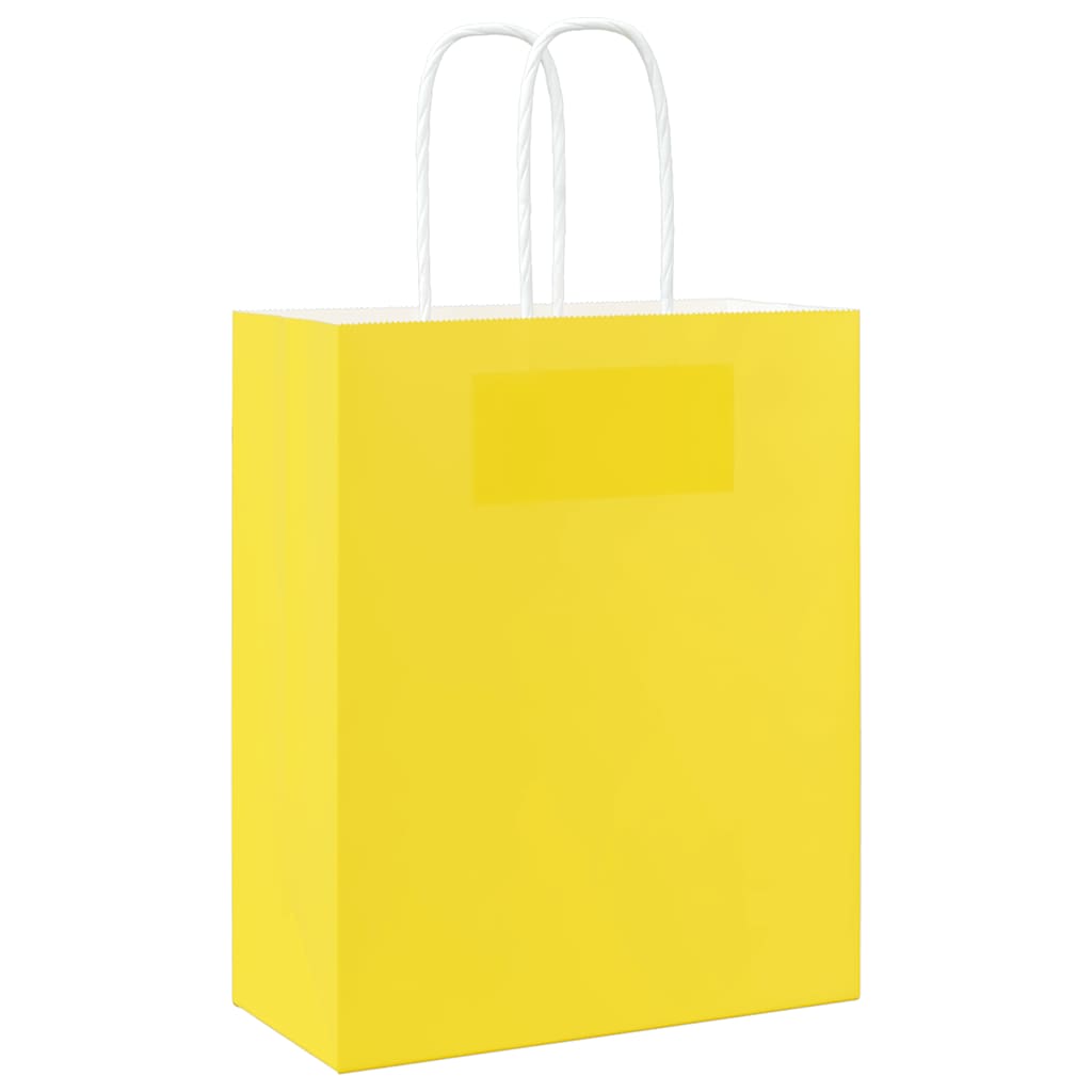 HKH Bolsas de Papel 250 Unidades con Asas - Amarillo - 18x8x22 cm