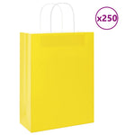 HKH Bolsas de Papel 250 unidades con asas - Amarillo - 26x12x35 cm