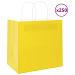 HKH Bolsas de Papel 250 Unidades con Asas - Amarillo - 26x17x25 cm