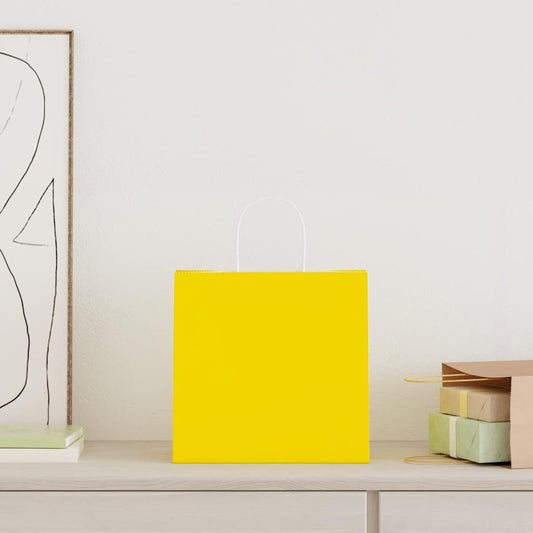 HKH Sacos de Papel 250 Unidades com Alças - Amarelo - 26x17x25 cm