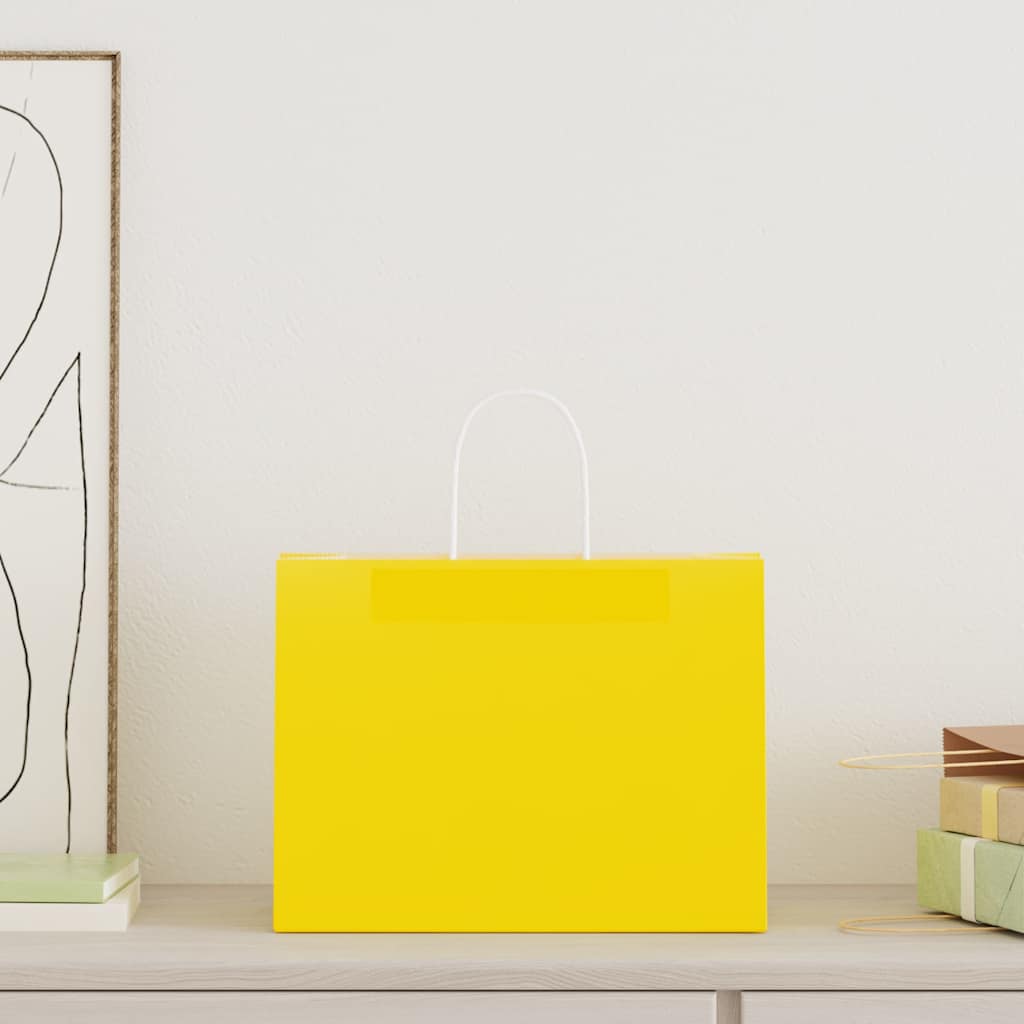 HKH Sacos de Papel 250 Unidades com Alças - Amarelo - 32x17x25 cm