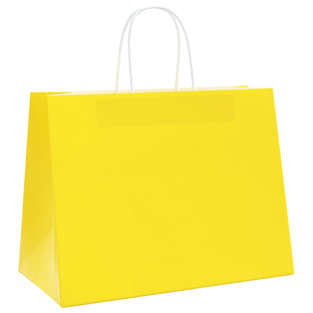 HKH Sacos de Papel 250 Unidades com Alças - Amarelo - 32x17x25 cm