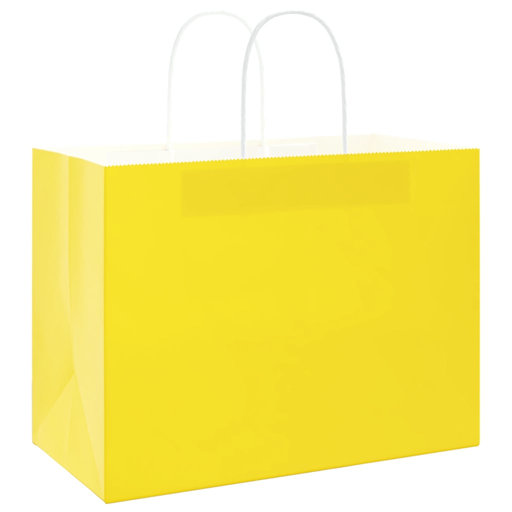 HKH Sacos de Papel 250 Unidades com Alças - Amarelo - 32x17x25 cm
